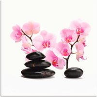 Artland Wandbild "Schwarze Steine und pink Orchidee", Zen, (1 St.) von Artland