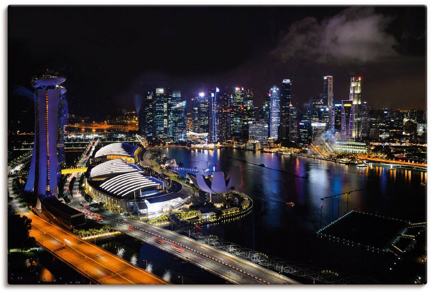 Artland Leinwandbild Singapur bei Nacht, Bilder von Asien (1 St), auf Keilrahmen gespannt von Artland