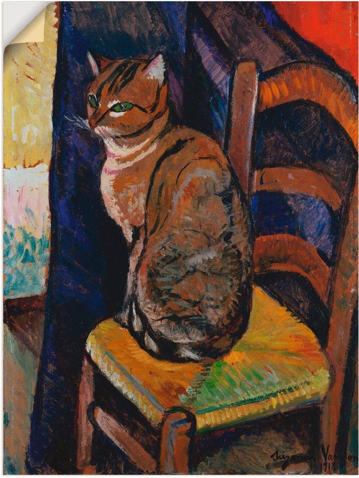 Artland Wandbild Skizze Stuhl sitzende Katze., Haustiere (1 St), als Leinwandbild, Poster, Wandaufkleber in verschied. Größen von Artland
