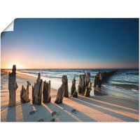 Artland Wandbild "Sonnenuntergang Strand Wellenbrecher", Meer Bilder, (1 St.), als Alubild, Outdoorbild, Leinwandbild, Poster, Wandaufkleber von Artland