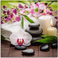 Artland Wandbild "Spa Orchideen Bambus Kerze", Zen Bilder, (1 St.), als Alubild, Outdoorbild, Leinwandbild, Poster, Wandaufkleber von Artland
