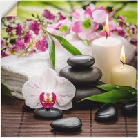 Artland Wandbild "Spa Orchideen Bambus Kerze", Zen Bilder, (1 St.), als Alubild, Outdoorbild, Leinwandbild, Poster, Wandaufkleber von Artland