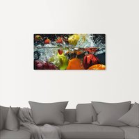 Artland Wandbild "Spritzendes Obst auf dem Wasser", Lebensmittel, (1 St.) von Artland