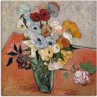 Artland Leinwandbild "Stilleben mit japanischer Vase, Rosen un", Blumen, (1 St.) von Artland