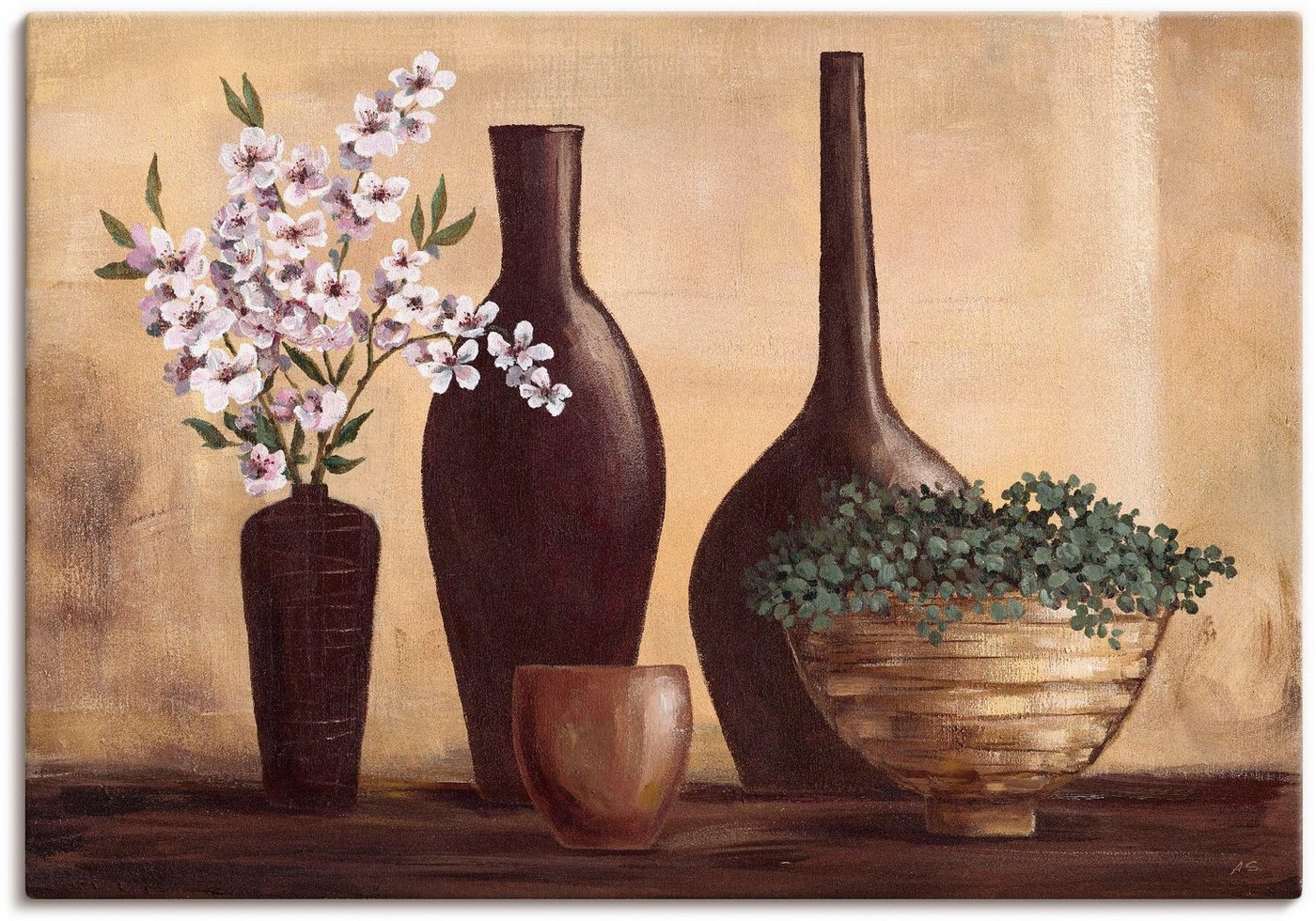 Artland Leinwandbild Stillleben in Beige II, Vasen & Töpfe (1 St), auf Keilrahmen gespannt von Artland