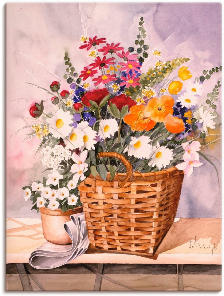Artland Wandbild Stillleben mit Kürbissen, Blumen (1 St), als Leinwandbild, Poster in verschied. Größen von Artland