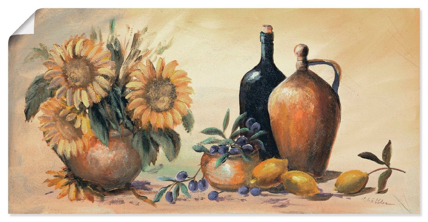 Artland Wandbild Stillleben mit Sonnenblumen, Vasen & Töpfe (1 St), als Leinwandbild, Wandaufkleber oder Poster in versch. Größen von Artland