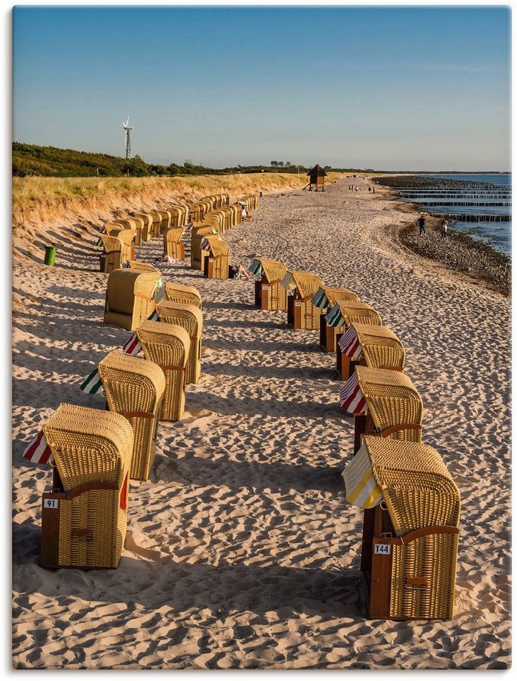 Artland Leinwandbild Strandkörbe Ostseeküste in Wustrow, Gewässer (1 St), auf Keilrahmen gespannt von Artland