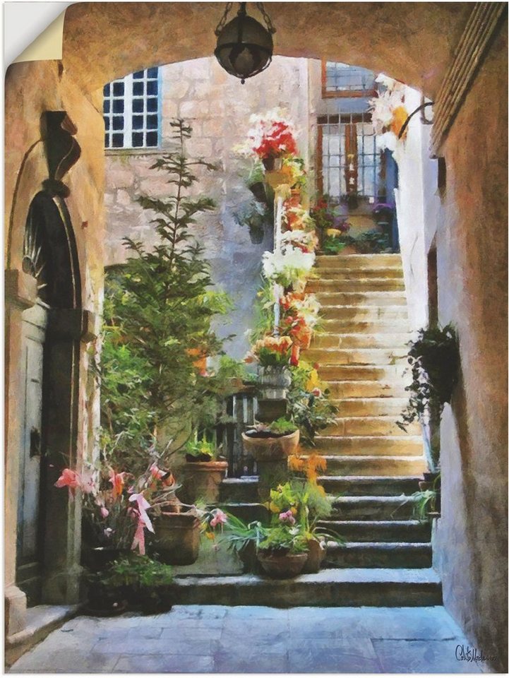 Artland Wandbild Treppe mit Blumen, Elemente der Architektur (1 St), als Leinwandbild, Wandaufkleber in verschied. Größen von Artland