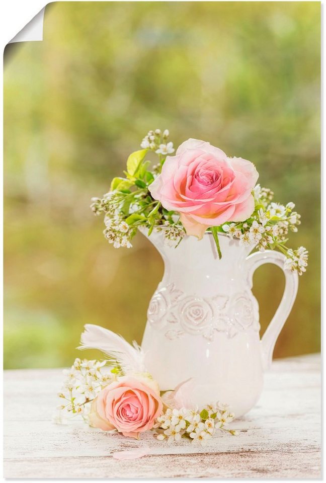 Artland Wandbild Vintage Rosen in Vase, Blumen (1 St), als Alubild, Outdoorbild, Leinwandbild, Poster in verschied. Größen von Artland