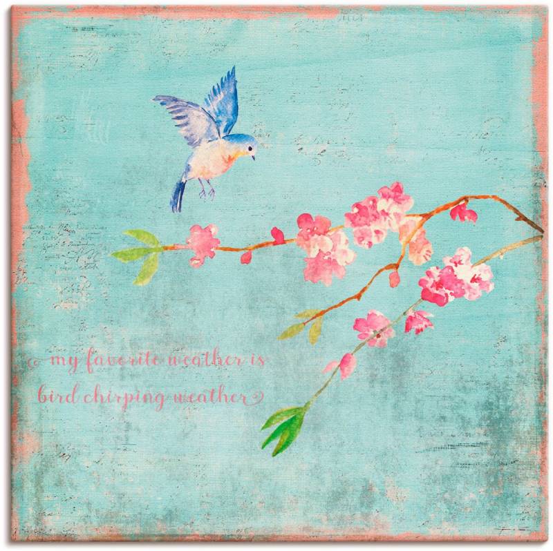 Artland Leinwandbild Vogelgezwitscherwetter, Sprüche & Texte (1 St), auf Holzrahmen gespannt von Artland