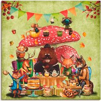 Artland Leinwandbild "Wald Freunde Fliegenpilz Teetrinken", Animal Fantasy, (1 St.), auf Keilrahmen gespannt Artland Leinwandbild "Wald Freunde Fliegenpilz Teetrinken", Animal Fantasy, (1 St.), auf Keilrahmen gespannt von Artland