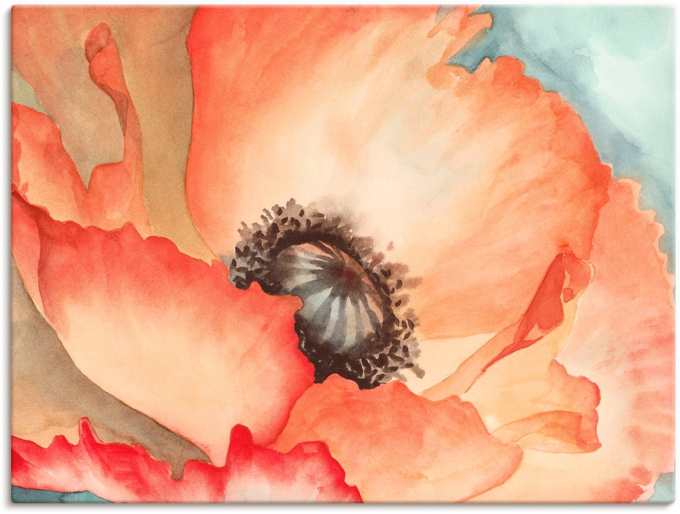 Artland Wandbild Wasserfarben Mohn II, Blumen (1 St), als Leinwandbild in verschied. Größen von Artland