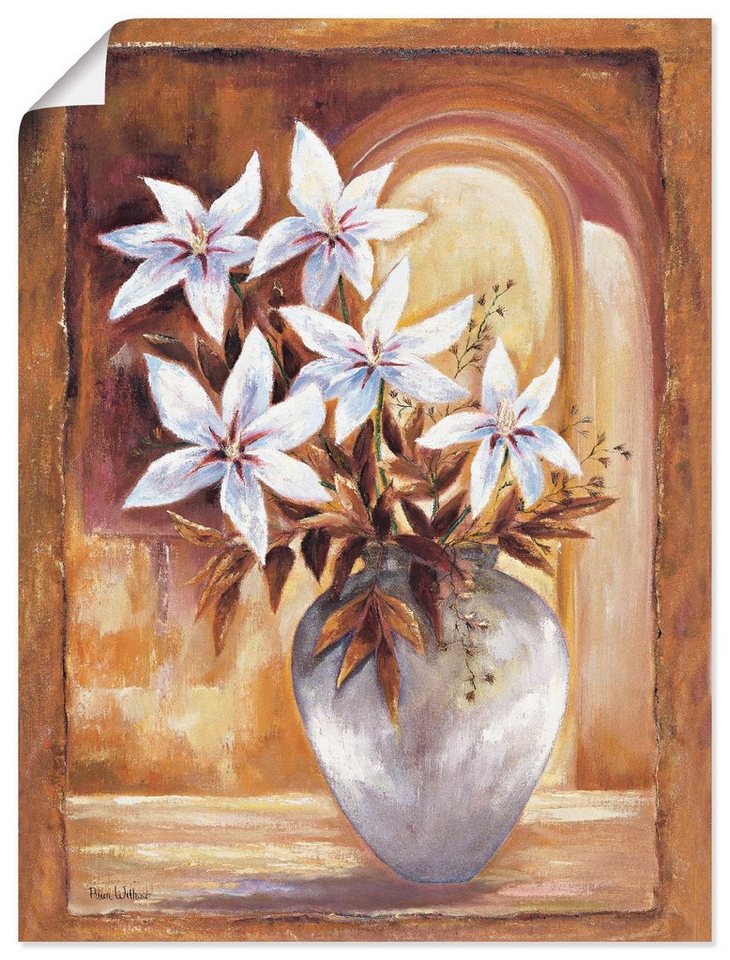 Artland Wandbild Weiße Blumen in Vase II, Blumen (1 St), als Leinwandbild, Poster in verschied. Größen von Artland