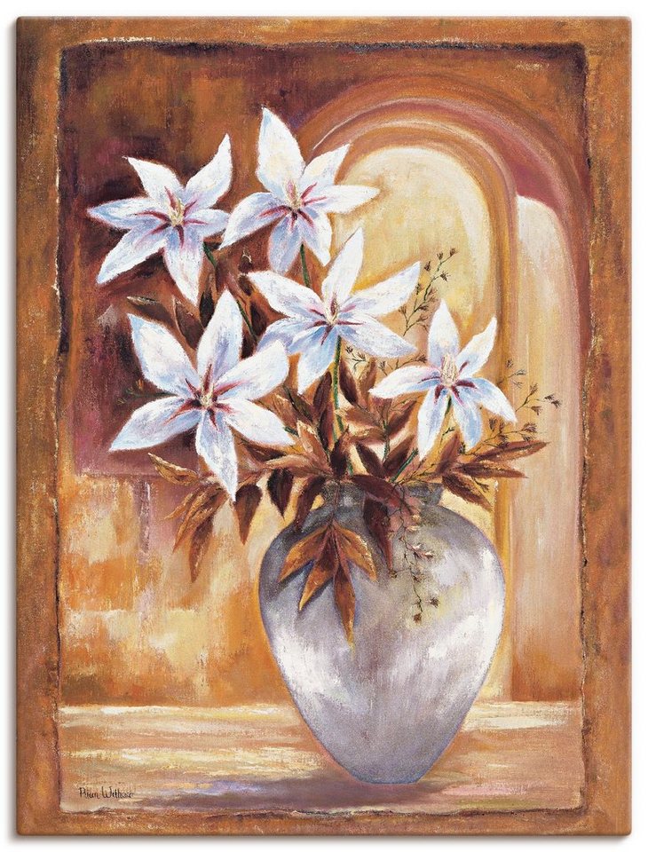 Artland Wandbild Weiße Blumen in Vase II, Blumen (1 St), als Leinwandbild, Poster in verschied. Größen von Artland