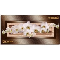 Artland Leinwandbild "Weiße Orchideen mit goldenen Vierecken", Blumen, (1 St.) von Artland