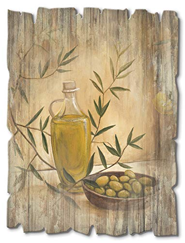 ARTland Wandbild aus Holz Shabby Chic Holzbild rechteckig 30x40 cm Hochformat Stillleben Italien Toskana Oliven Zitronenbaum Mediterran T4HV von ARTLAND