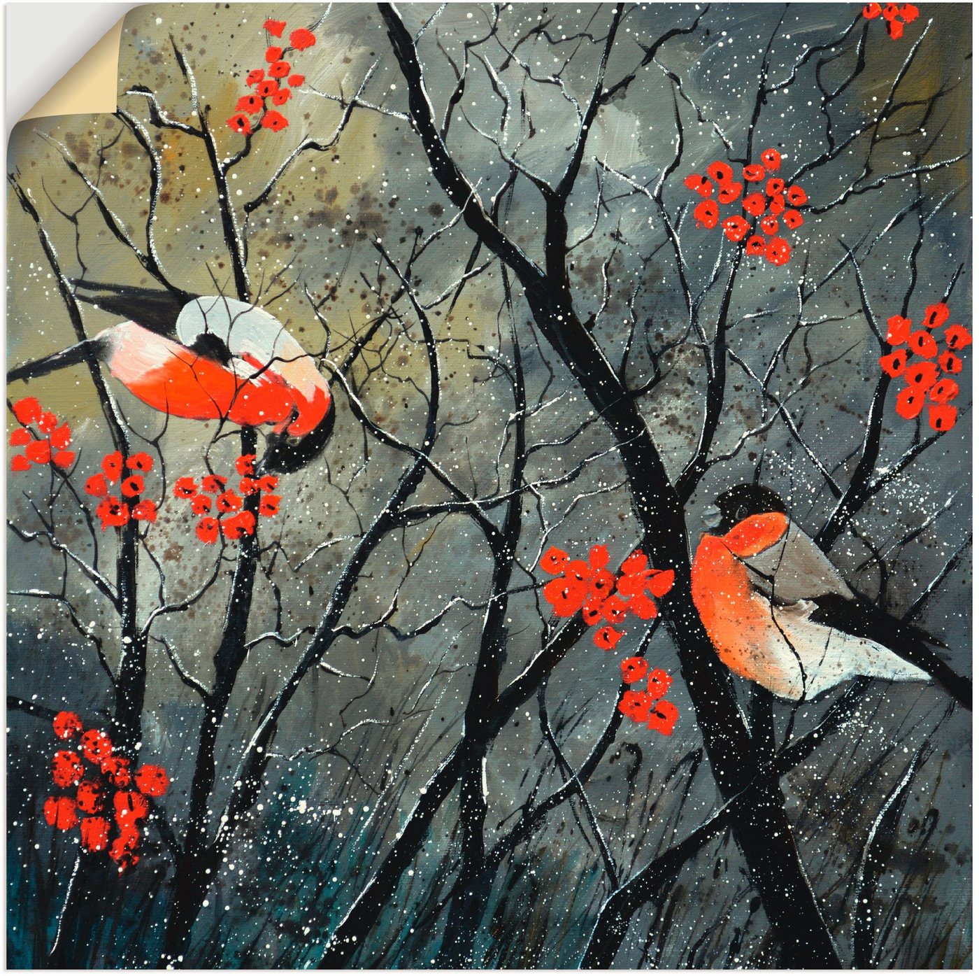 Artland Wandbild rote Vögel im Winter, Vögel (1 St), als Alubild, Outdoorbild, Leinwandbild, Wandaufkleber, versch. Größen von Artland