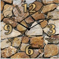 Artland Wanduhr "Braune Steinwand" wahlweise mit Quarz- oder Funkuhrwerk, lautlos ohne Tickgeräusche von Artland