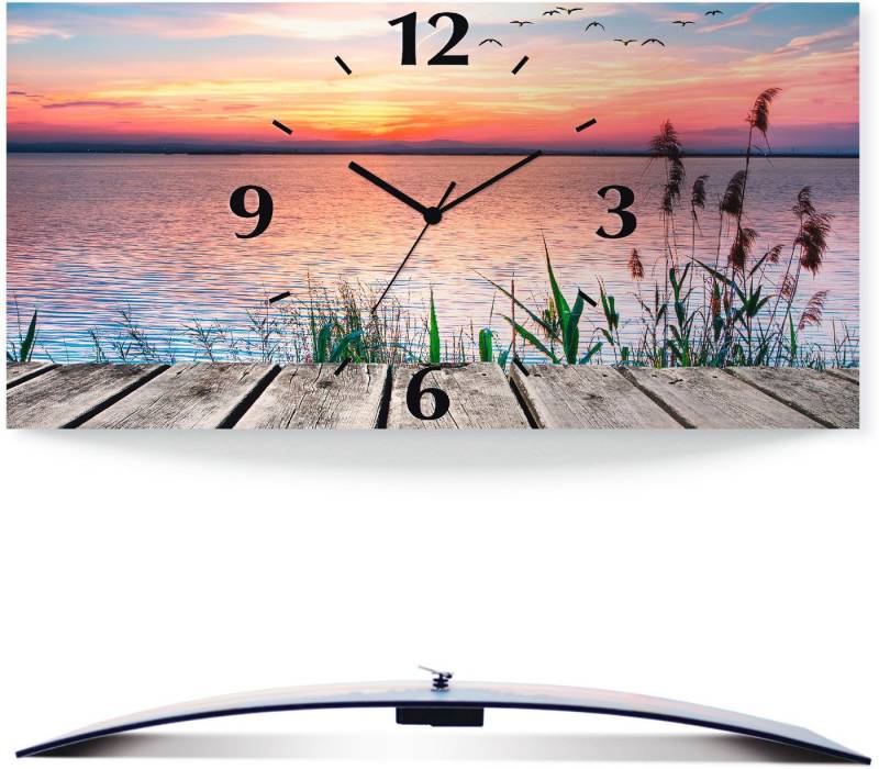 Artland Wanduhr Der See in den Farben der Wolken (3D Optik gebogen, mit Quarz- oder Funkuhrwerk, versch. Größen) von Artland