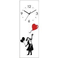 Artland Wanduhr "Glasuhr Silhouette Mädchen Ballon Herz" wahlweise mit Quarz- oder Funkuhrwerk, lautlos ohne Tickgeräusche von Artland