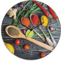 Artland Wanduhr "Glasuhr rund Gewürze in Metalllöffeln" wahlweise mit Quarz- oder Funkuhrwerk, lautlos ohne Tickgeräusche von Artland