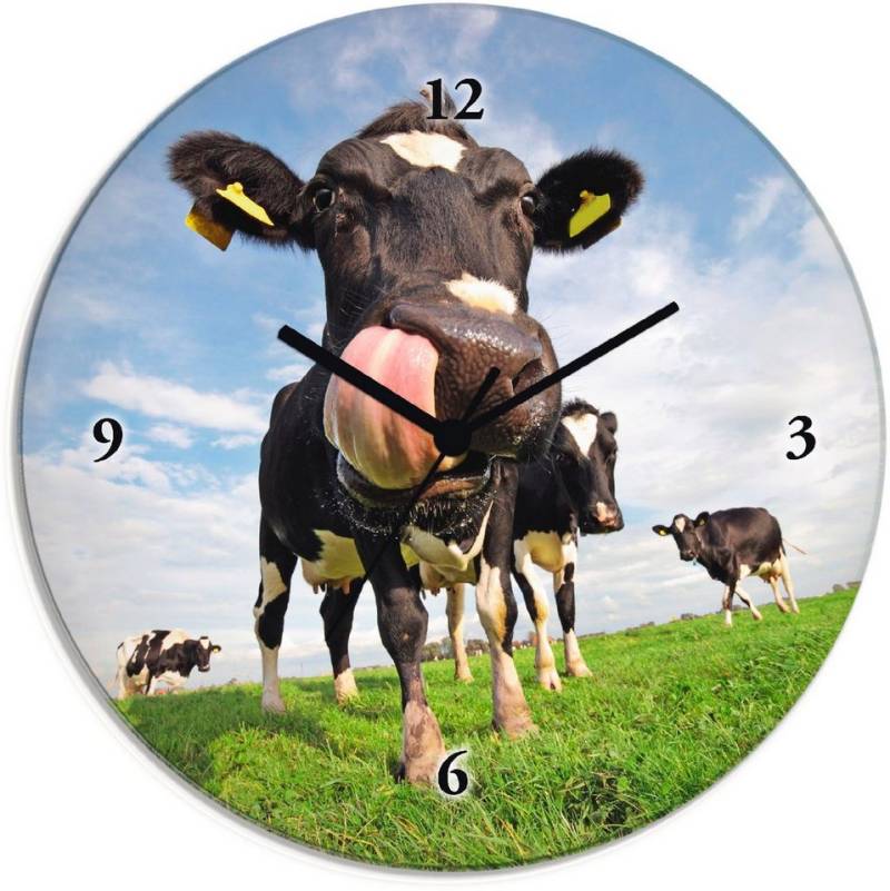Artland Wanduhr Holstein-Kuh mit gewaltiger Zunge (wahlweise mit Quarz- oder Funkuhrwerk, lautlos ohne Tickgeräusche) von Artland