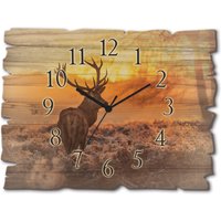 Artland Wanduhr "Holzuhr Rotwild" wahlweise mit Quarz- oder Funkuhrwerk, lautlos ohne Tickgeräusche von Artland