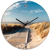 Artland Wanduhr "Nordseestrand auf Langeoog - Steg" wahlweise mit Quarz- oder Funkuhrwerk, lautlos ohne Tickgeräusche von Artland