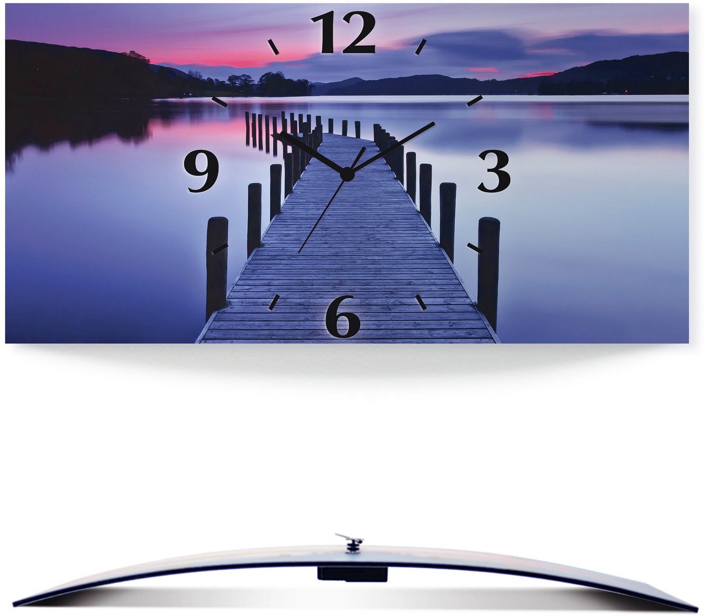 Artland Wanduhr Panorama Steg Coniston Water (3D Optik gebogen, mit Quarz- oder Funkuhrwerk, versch. Größen) von Artland