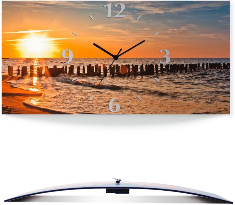 Artland Wanduhr Schöner Sonnenuntergang am Strand (3D Optik gebogen, mit Quarz- oder Funkuhrwerk, versch. Größen) von Artland