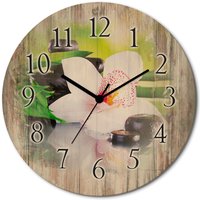 Artland Wanduhr "Spa Steine Bambus Zweige Orchidee", 3D Optik gebogen, mit Quarz- oder Funkuhrwerk, versch. Größen von Artland