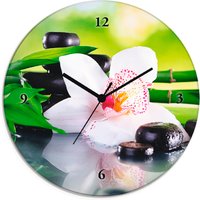 Artland Wanduhr "Spa Steine Bambus Zweige Orchidee" wahlweise mit Quarz- oder Funkuhrwerk, lautlos ohne Tickgeräusche von Artland