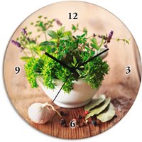 Artland Wanduhr "Verschiedene Kräuter - Küche" wahlweise mit Quarz- oder Funkuhrwerk, lautlos ohne Tickgeräusche von Artland