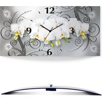 Artland Wanduhr "weiße Orchideen auf Ornamenten" 3D Optik gebogen, mit Quarz- oder Funkuhrwerk, versch. Größen von Artland