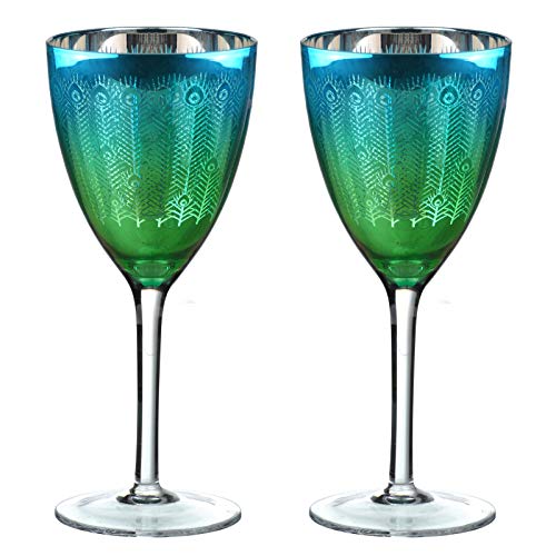 Artland deco Peacock Weinglas, 2er Set, mehrfarbig, Farbe von ARTLAND