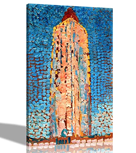 Abstrakter Leuchtturm in Westkapelle von Piet Mondrian auf Leinwand, gerahmt, 38 x 51 cm von Artley Prints