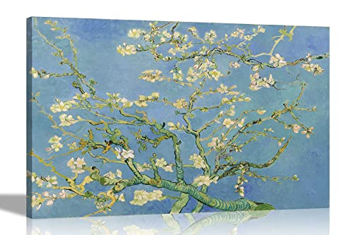 Almond Blossom von Vincent Van Gogh auf Leinwanddruck, lebendige blaue Farbe, für Zuhause, Büro, Schlafzimmer, Esszimmer, Wandkunst, 76 x 50 cm von Artley Prints