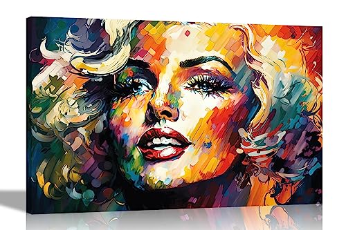 Artley Prints - Abstraktes Marilyn Monroe-Gemälde, zeitgenössische Leinwand-Wandkunstdrucke für lebendige Wohnzimmerdekoration, bunte Bilder, 51 x 35 cm von Artley Prints