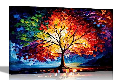 Artley Prints - Baum des Lebens moderne abstrakte Leinwandbilder für Wohnzimmer, Schlafzimmer, Flur, Küche oder Büro - Bunte Drucke extra groß 101x76cm (40x30 inch) von Artley Prints