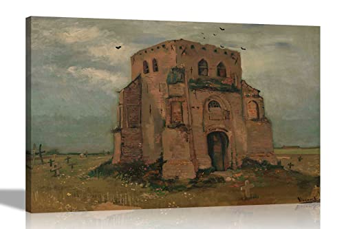 Artley Prints Der alte Friedhofsturm bei Nuenen von Vincent Van Gogh Leinwandbild, Wandkunst, Heimdekoration, modernes Kunstwerk, Drucke für Zuhause, Wohnzimmer, 30 x 20 cm, A4 von Artley Prints