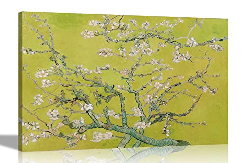 Artley Prints Gelbe Mandelblüte von Vincent Van Gogh Leinwand-Kunstdrucke l Landschaft gerahmte Bilder für Wohnzimmer, Büro, Schlafzimmer, Kunstwerk, extra groß, 101 x 76 cm von Artley Prints
