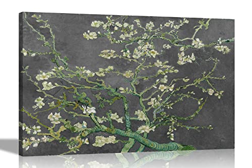 Artley Prints Graue Mandelblüte von Vincent Van Gogh Leinwand-Kunstdrucke, Landschaft, gerahmte Bilder für Wohnzimmer, Büro, Schlafzimmer, Kunstwerk, extra groß, 101 x 76 cm von Artley Prints