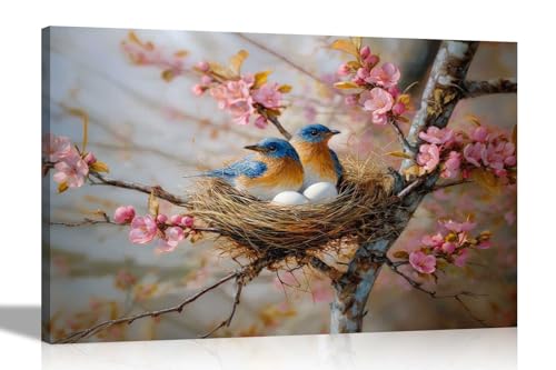 Artley Prints Kunstdruck auf Leinwand, Motiv Frühlingsvögel, rosa Blätter, Kunst für Wohnzimmer, Wintergarten, Flur, Büro, Heimdekoration, Bilder extra groß, 101 x 76 cm Artley Prints Kunstdruck auf Leinwand, Motiv Frühlingsvögel, rosa Blätter, Kunst für Wohnzimmer, Wintergarten, Flur, Büro, Heimdekoration, Bilder extra groß, 101 x 76 cm von Artley Prints