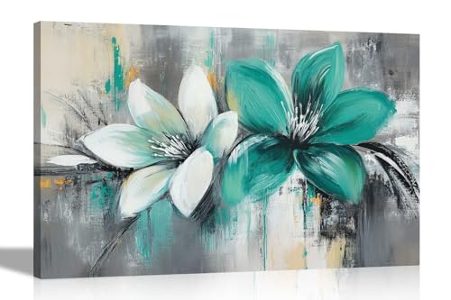 Artley Prints Kunstdruck auf Leinwand, abstrakt, Graffiti-Stil, blaugrün, weiße Blumen, Gartendekoration, Zuhause, Büro, Schlafzimmer, Bilder extra groß, 101 x 76 cm Artley Prints Kunstdruck auf Leinwand, abstrakt, Graffiti-Stil, blaugrün, weiße Blumen, Gartendekoration, Zuhause, Büro, Schlafzimmer, Bilder extra groß, 101 x 76 cm von Artley Prints