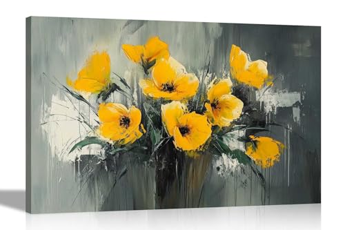 Artley Prints Kunstdruck auf Leinwand, abstrakte gelbe Blumen in Vase, modern, gerahmt, für besondere Anlässe, Natur, Zuhause, Büro, 60 x 40 cm, A2 Artley Prints Kunstdruck auf Leinwand, abstrakte gelbe Blumen in Vase, modern, gerahmt, für besondere Anlässe, Natur, Zuhause, Büro, 60 x 40 cm, A2 von Artley Prints