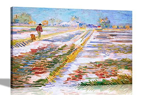 Artley Prints Landschaft mit Schnee von Van Gogh Kunstdruck auf Leinwand, modernes gerahmtes Kunstwerk, abstrakt, aufhängfertig, 30 x 20 cm, A4 von Artley Prints