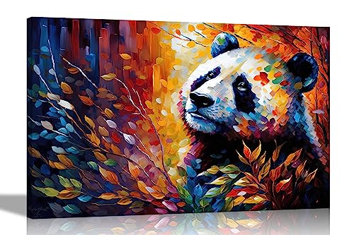 Artley Prints - Panda in Love Bunte Leinwandbilder für Wand - Abstrakte Drucke Gemälde Reproduktion Moderne Kunstwerke 60 x 40 cm (24 x 16 Zoll) A2 von Artley Prints