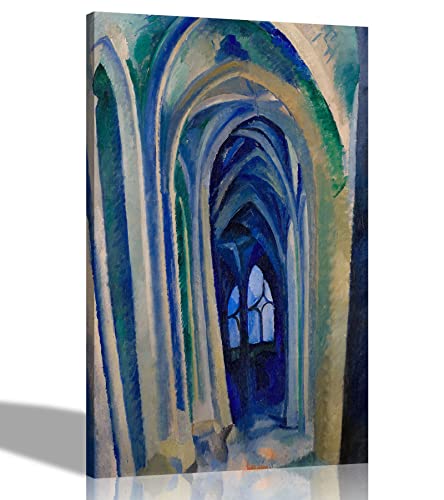 Artley Prints - Saint-Séverin No. 1 von Robert Delaunay Leinwandbild Kunstdrucke l Haus, Wohnzimmer, Schlafzimmer Dekor l Abstrakte Bilder Dekoration Extra Groß 101 x 76 cm (40 x 30 Zoll) von Artley Prints