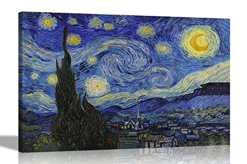Artley Prints Sternennacht von Vincent Van Gogh Leinwanddruck, abstrakt, Heimdekoration, modern, gerahmt, 86 x 61 cm, A1 von Artley Prints